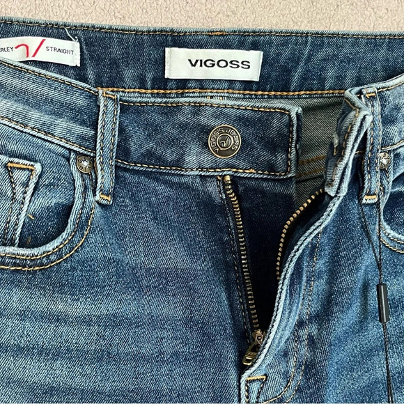 Vigoss Marley Straight Leg Mid-Rise Jeans-Blur Distressed Denim-Women’s 28-NEW - Picture 3 of 14